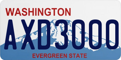 WA license plate AXD3000