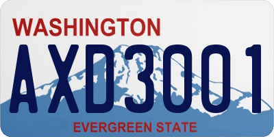 WA license plate AXD3001