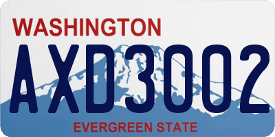 WA license plate AXD3002
