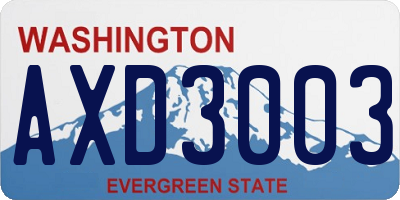 WA license plate AXD3003