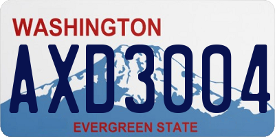 WA license plate AXD3004