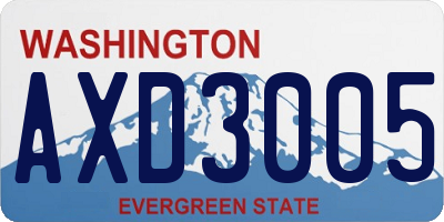 WA license plate AXD3005