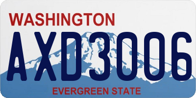 WA license plate AXD3006