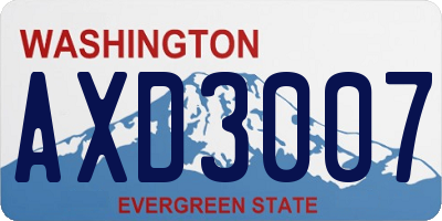 WA license plate AXD3007