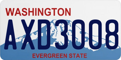 WA license plate AXD3008