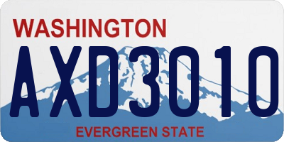 WA license plate AXD3010