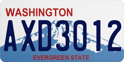 WA license plate AXD3012