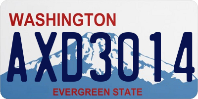 WA license plate AXD3014