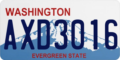 WA license plate AXD3016