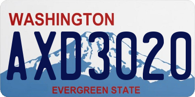 WA license plate AXD3020