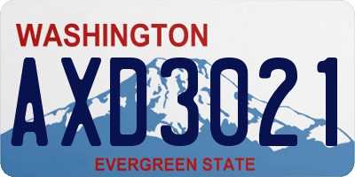 WA license plate AXD3021