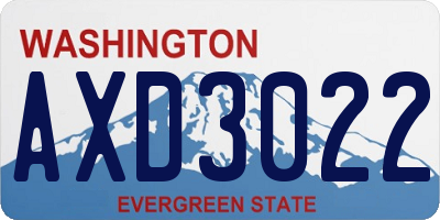 WA license plate AXD3022