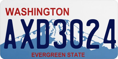 WA license plate AXD3024