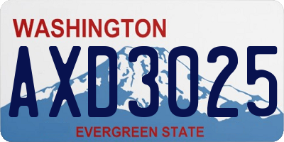 WA license plate AXD3025