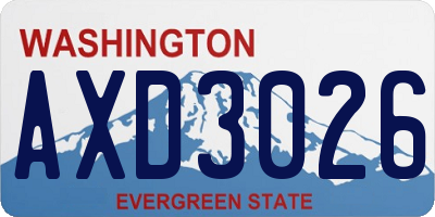 WA license plate AXD3026
