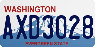 WA license plate AXD3028
