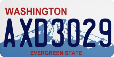 WA license plate AXD3029