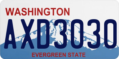 WA license plate AXD3030