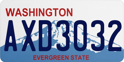 WA license plate AXD3032