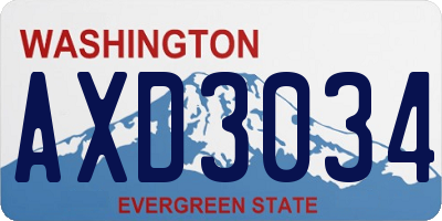 WA license plate AXD3034