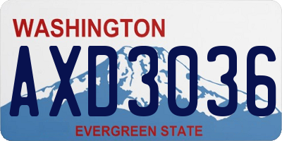 WA license plate AXD3036