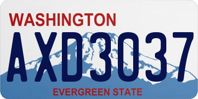 WA license plate AXD3037