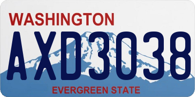 WA license plate AXD3038