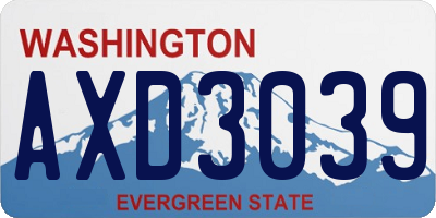 WA license plate AXD3039