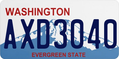 WA license plate AXD3040