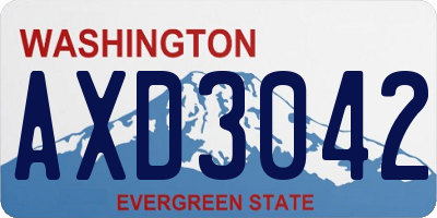 WA license plate AXD3042