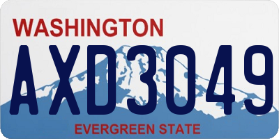 WA license plate AXD3049