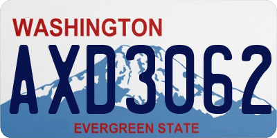 WA license plate AXD3062