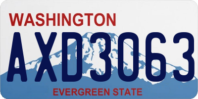 WA license plate AXD3063