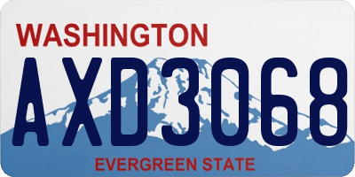 WA license plate AXD3068