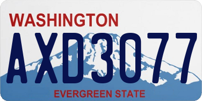WA license plate AXD3077