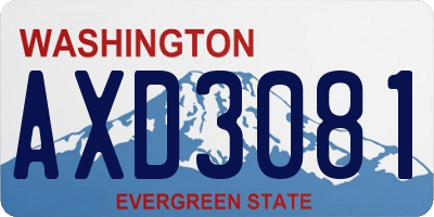 WA license plate AXD3081