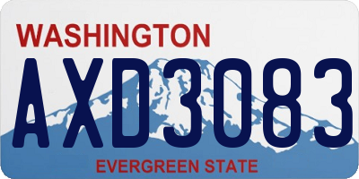 WA license plate AXD3083