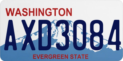 WA license plate AXD3084