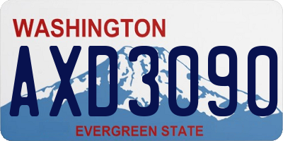 WA license plate AXD3090
