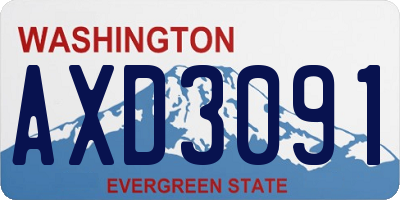 WA license plate AXD3091