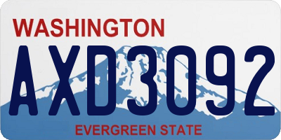 WA license plate AXD3092