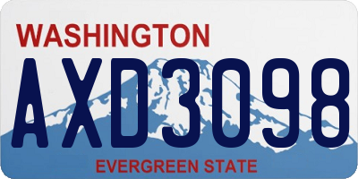 WA license plate AXD3098