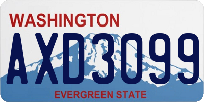 WA license plate AXD3099