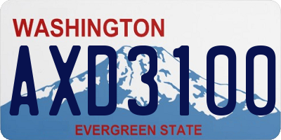 WA license plate AXD3100