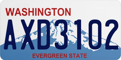 WA license plate AXD3102