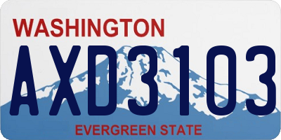 WA license plate AXD3103