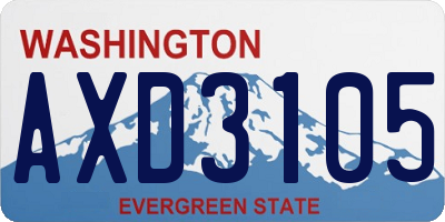 WA license plate AXD3105