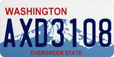WA license plate AXD3108