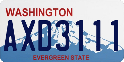 WA license plate AXD3111