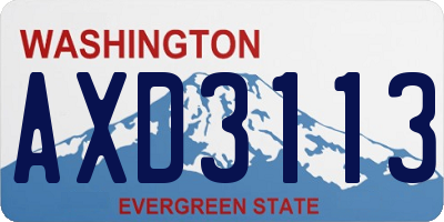 WA license plate AXD3113
